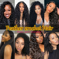 Soft Fashion Feather Crochet Hair Extensions 100% Human Hair Crochet Curly for Braiding Hair Extensions