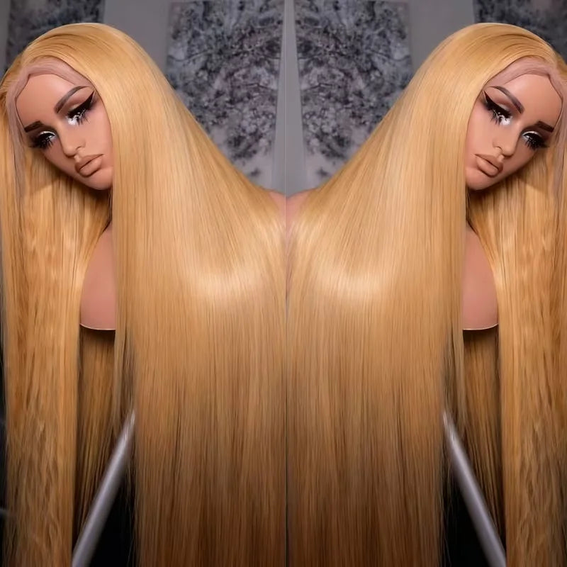 #27 Honey Blonde Straight HD Lace Wig – 13x4 & 13x6 | 200% & 220% Density | 18–36 Inches