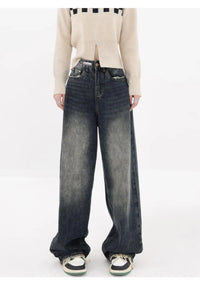 Harajuku Y2K Loose Jeans Women'S Streetwear Retro Fashion High Waisted Pants High Street Loose Wide Leg Denim Pants Women