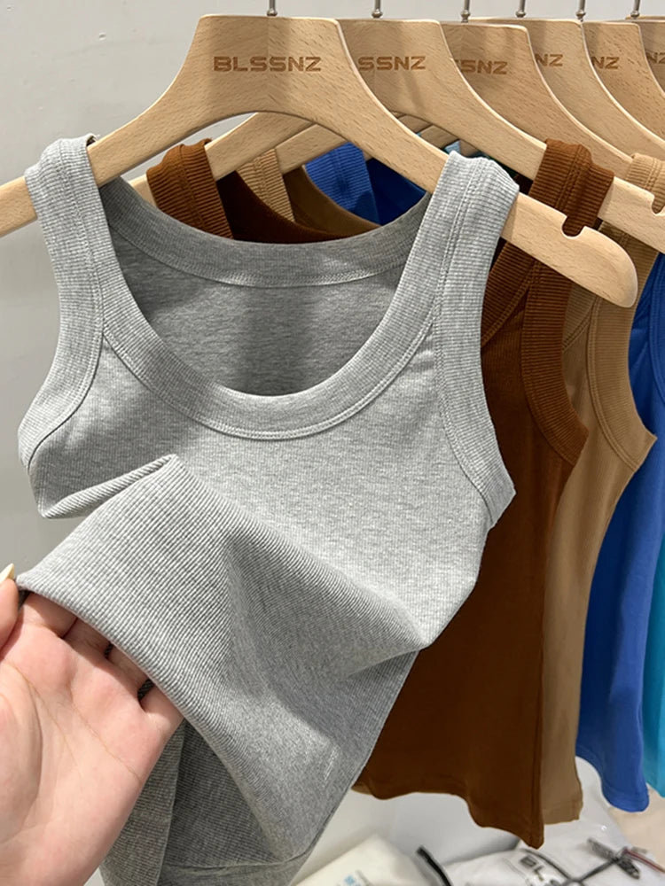 Ribbed Round Neck Tank Top