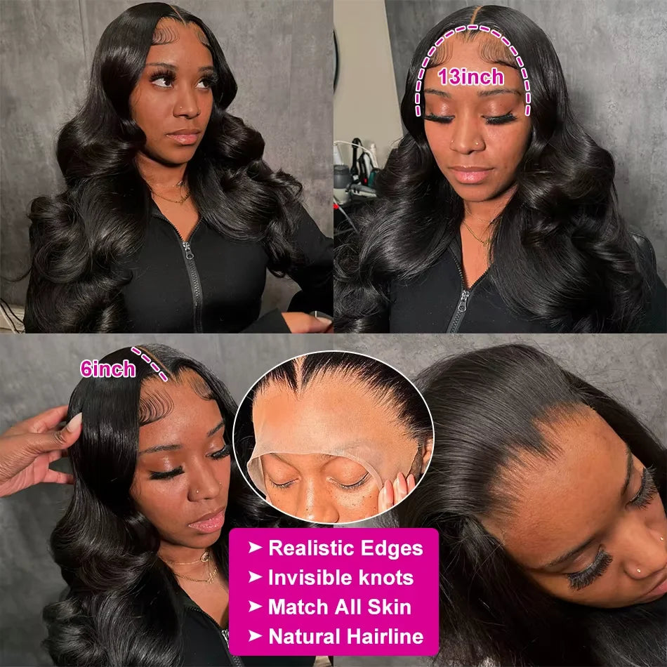 Natural Black Body Wave HD Lace Wig – 5x5 | 13x4 | 13x6 | 150% & 180% Density