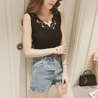 2025 Sexy Basic Lace Camisole Summer Knit Tank Top Women V Neck Camisole Female Camis High Elasticity Top Casual Tank Tops