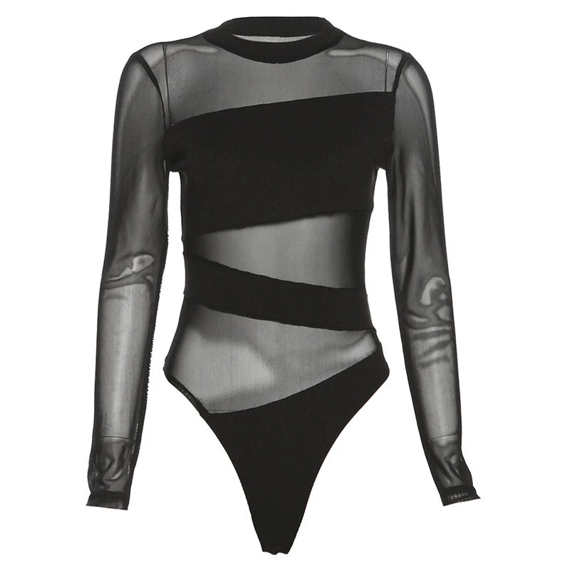 Cut-Out Cross Mesh Jumpsuit