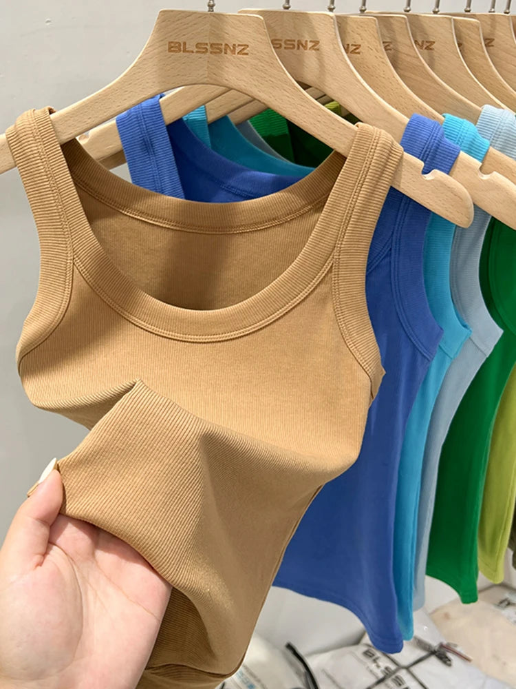 Ribbed Round Neck Tank Top