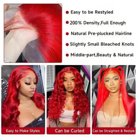 40 Inch Hot Red Deep Wave 13x6 HD Lace Frontal Wig – Brazilian Human Hair