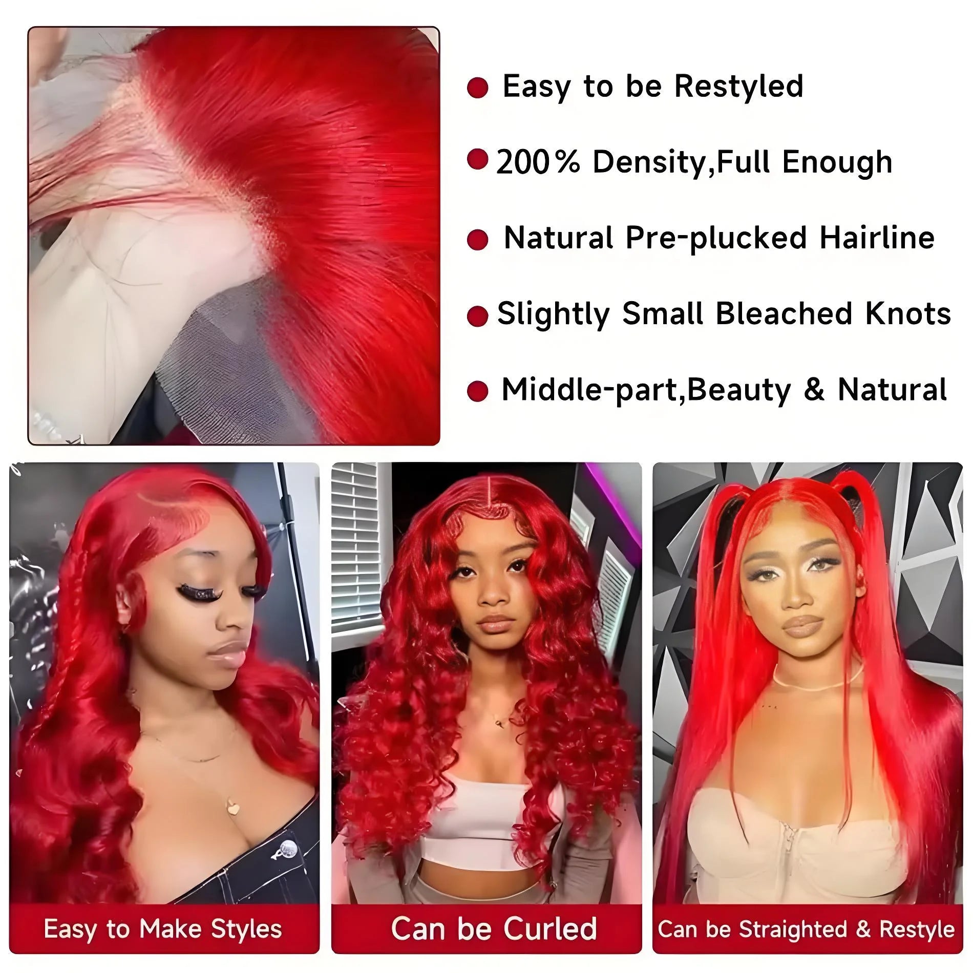 40 Inch Hot Red Deep Wave 13x6 HD Lace Frontal Wig – Brazilian Human Hair