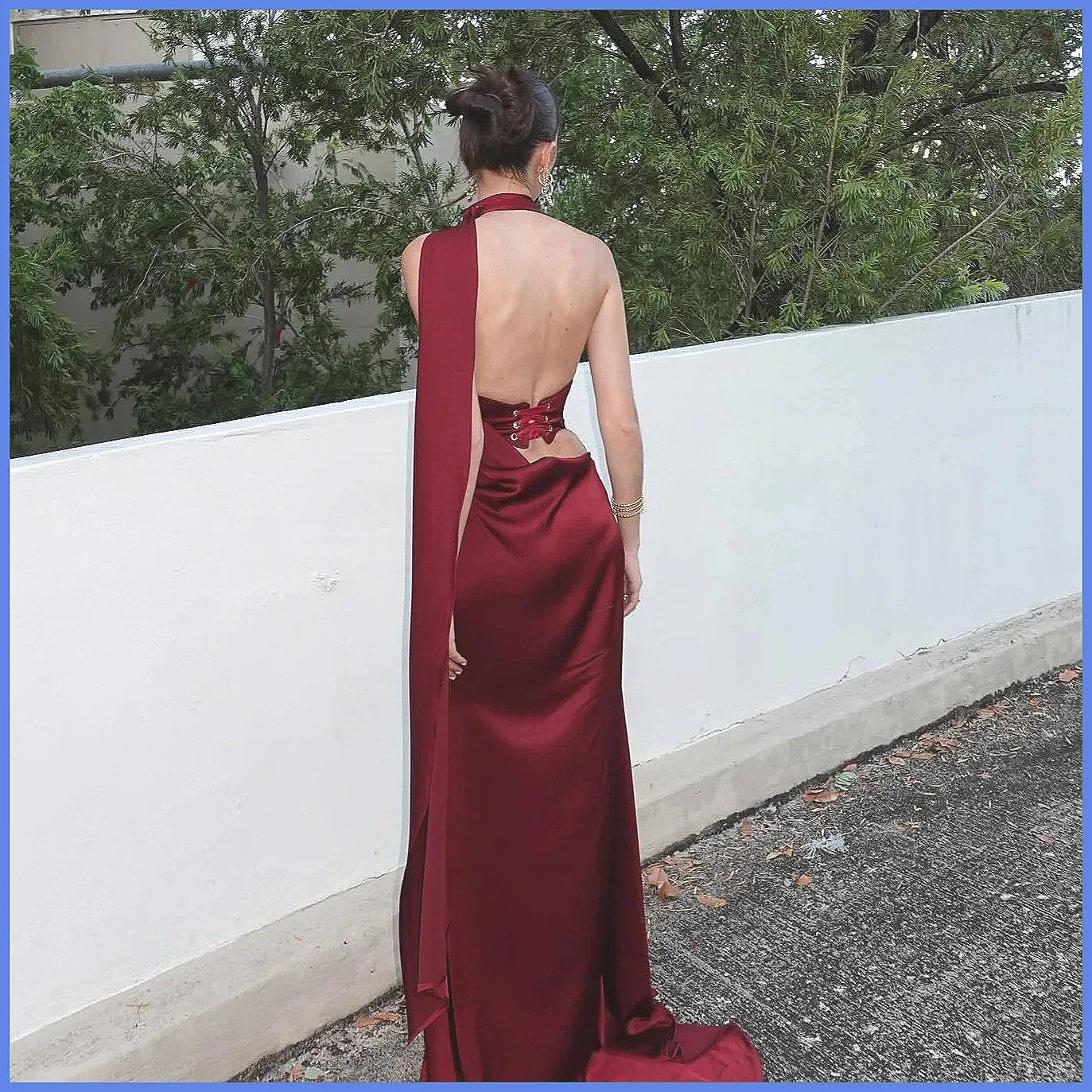 High Waist Back Bandage Sleeveless Satin Maxi Dress
