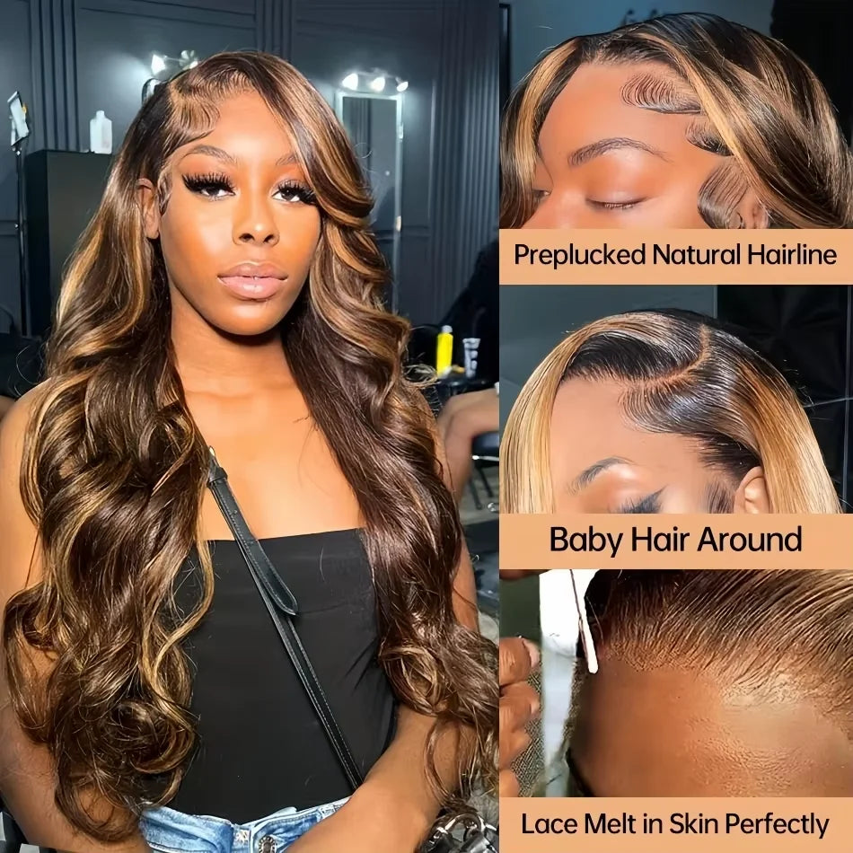 P4/27 Highlight Body Wave 13x6 HD Lace Front Wig – Human Hair
