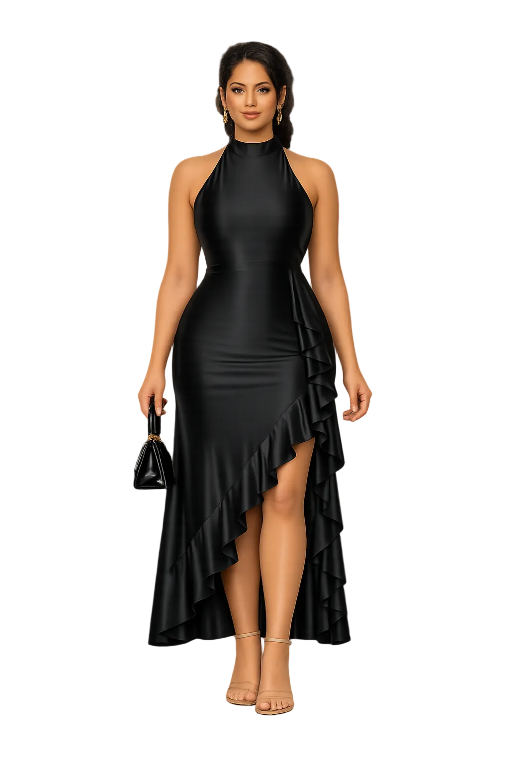High Neck Split Bodycon Mermaid Maxi Dress