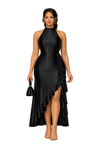 High Neck Split Bodycon Mermaid Maxi Dress