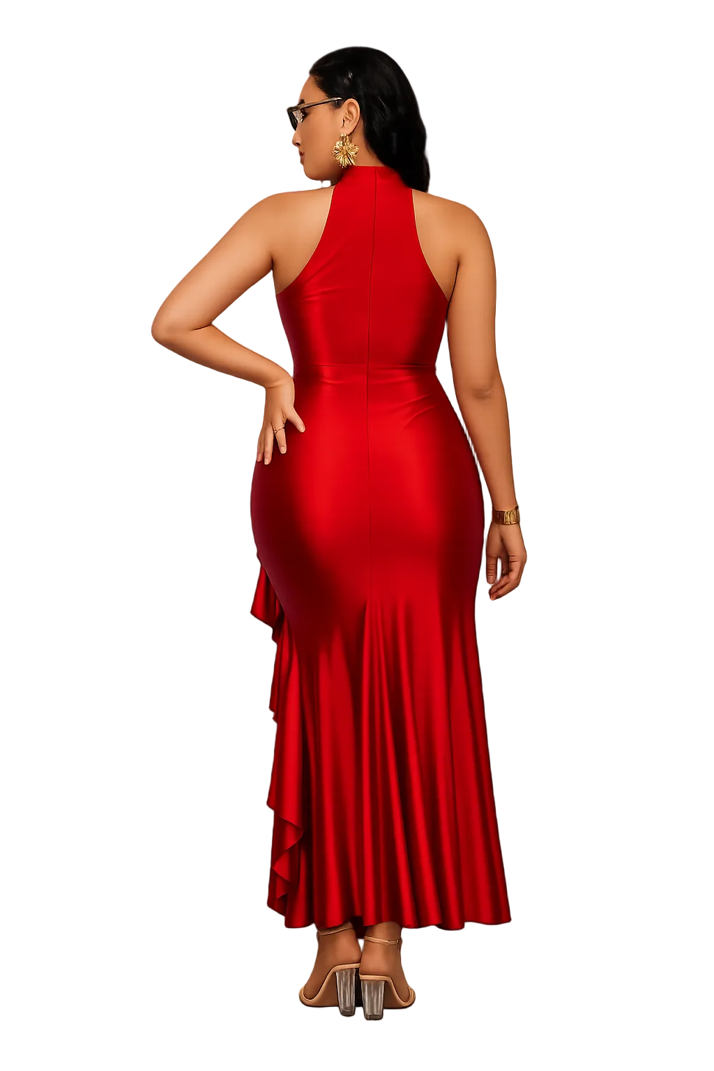 High Neck Split Bodycon Mermaid Maxi Dress