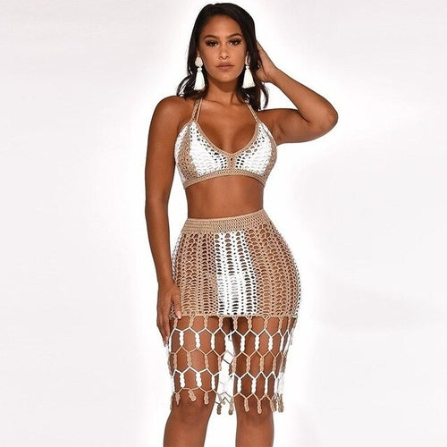 Hollow Out Knitted Two-Piece Set