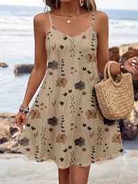 Black Floral Print Sleeveless Knit Mini Dress