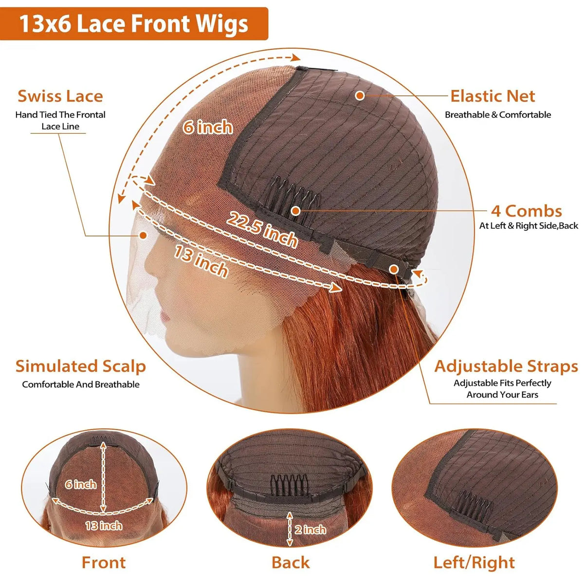Ginger Orange Straight HD Lace Wig – 13x4 & 13x6 | 180–200 Density
