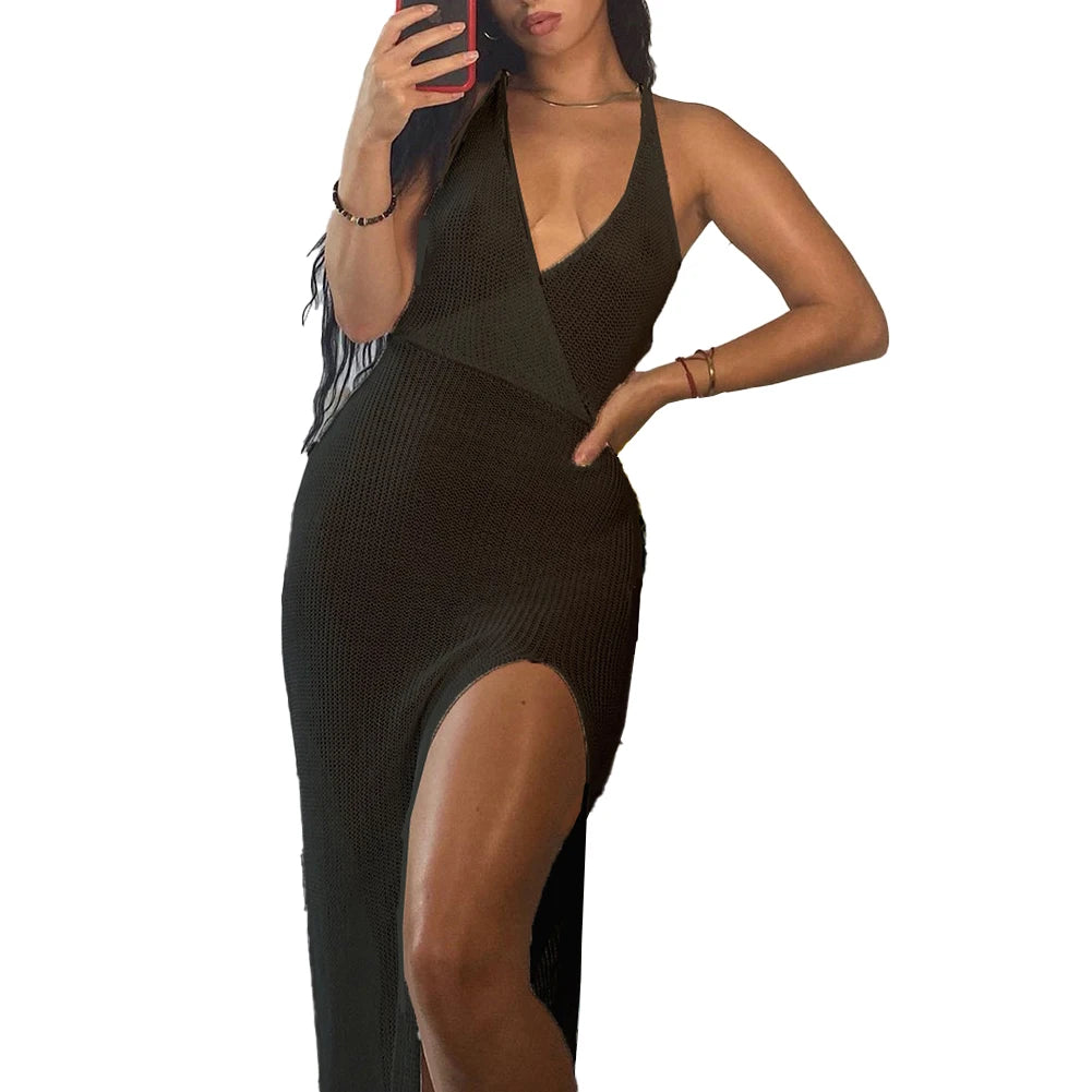 Elastic Crochet Beach Maxi Dress