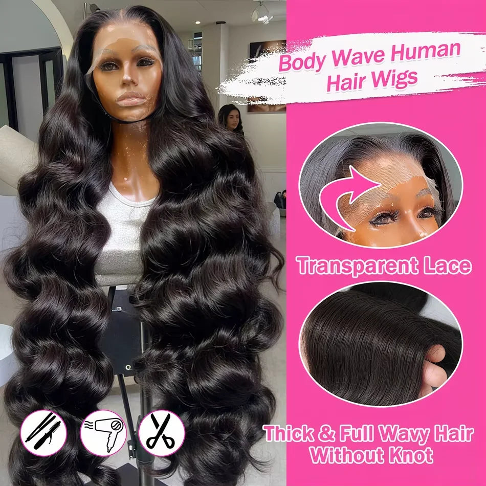 Natural Black Body Wave HD Lace Wig – 5x5 | 13x4 | 13x6 | 150% & 180% Density