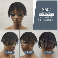 Afro Kinky Curly Hair Topper with Bangs