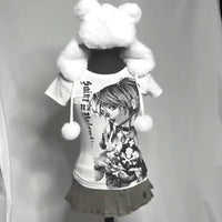 Y2K Anime Print Vintage Crop Tee