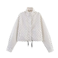 Polka Dot Turtleneck Zip Jacket