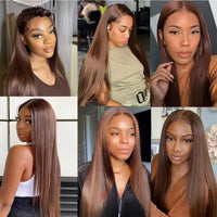 Chocolate Brown Bone Straight 13x6 HD Lace Frontal Wig – 200 Density Human Hair