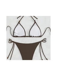 Halter Neck Tie-Side Bikini Set with Chest Pad