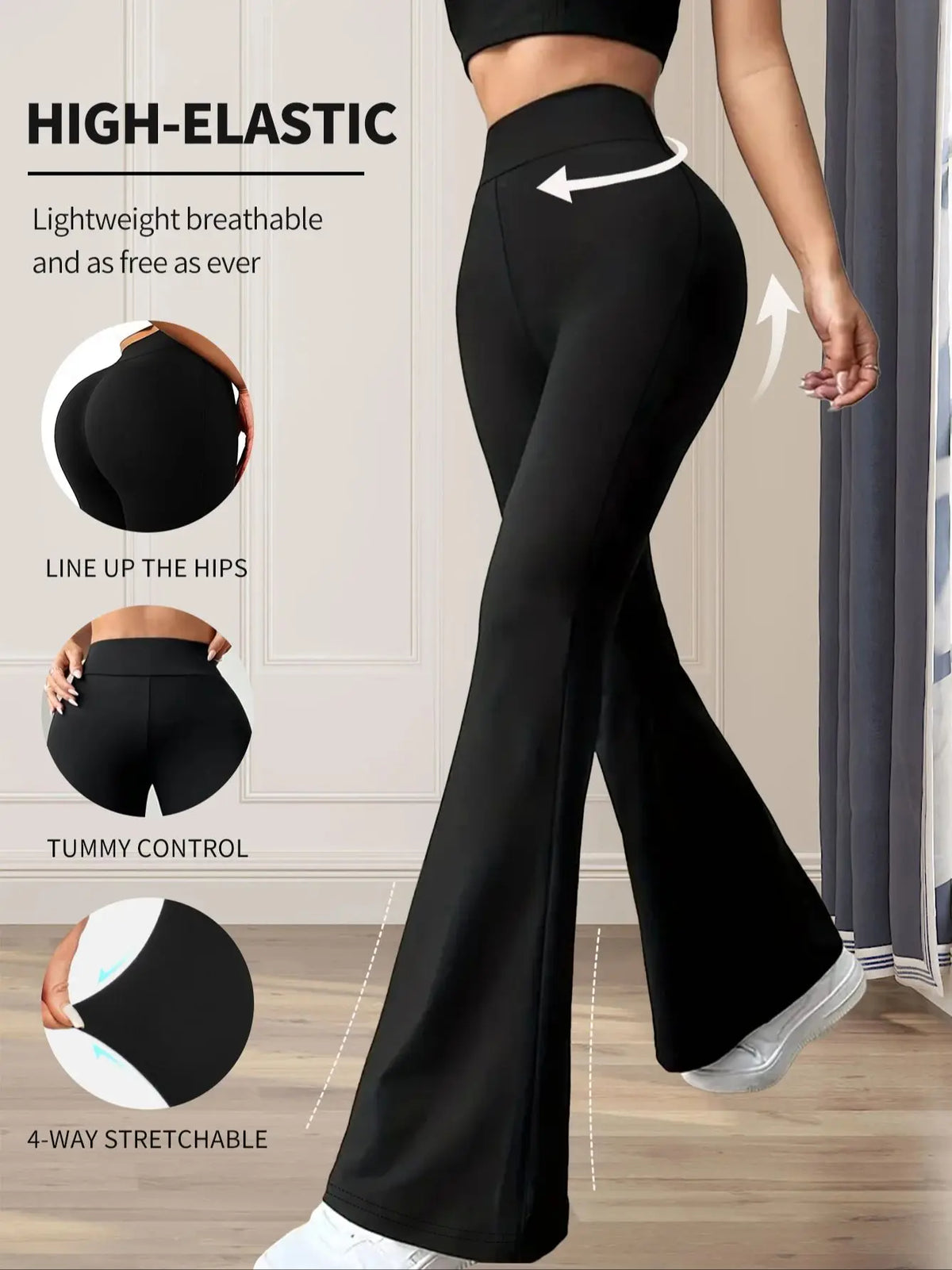High Waist Slim Flare Trousers