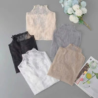 Half-High Collar Sheer Mesh Base Top