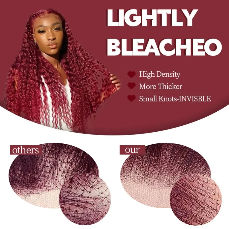 99J Burgundy Deep Wave HD Lace Front Human Hair Wig
