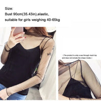Half-High Collar Sheer Mesh Base Top