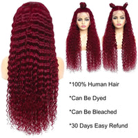 99J Burgundy Deep Wave Human Hair Wig