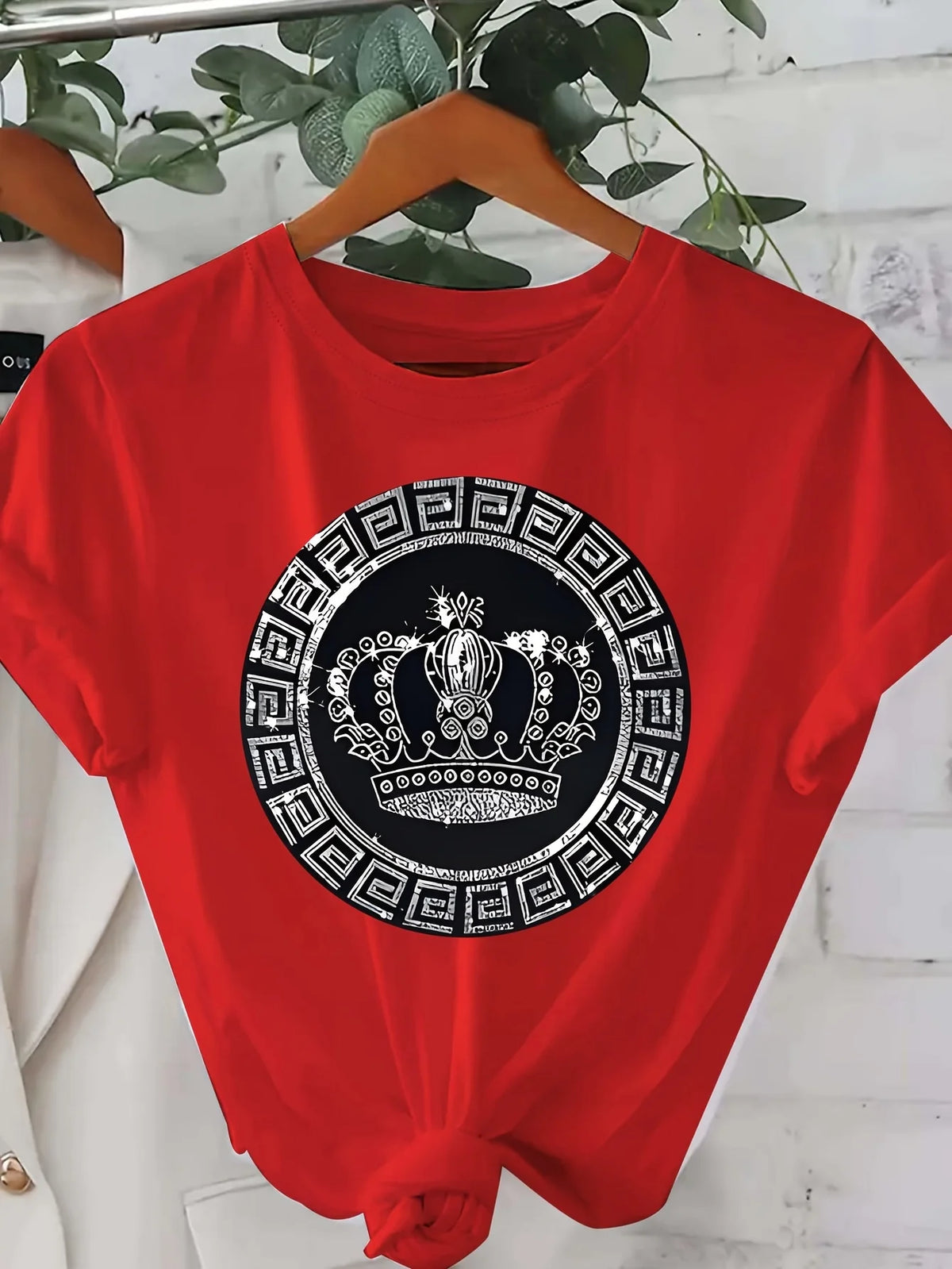 Luxury Crown Medallion Graphic Tee – White