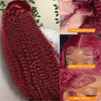 99J Burgundy Deep Wave HD Lace Front Human Hair Wig