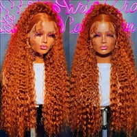 200 Density Ginger Water Wave Curly HD Lace Wig – Brazilian Human Hair