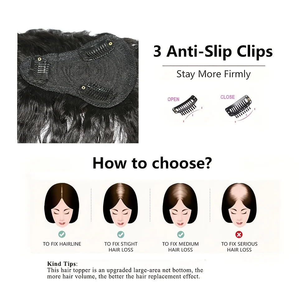 Kinky Straight Hair Topper with Bangs