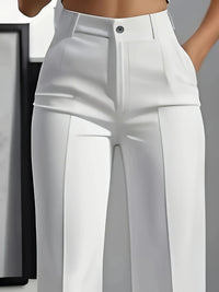 High Waist Draped Straight-Cut Trousers