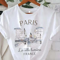 Paris Print Short Sleeve Crew Neck Tee