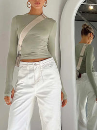 Long Sleeve Thumb-Hole Crop Top