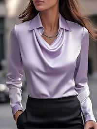 Vintage Satin Long Sleeve Silk Blouse