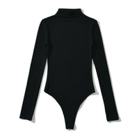 Stand Collar Ribbed Long Sleeve Bodycon Romper
