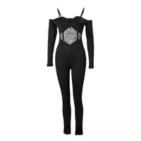 Lace Mesh Long Sleeve High Waist Bodysuit Romper