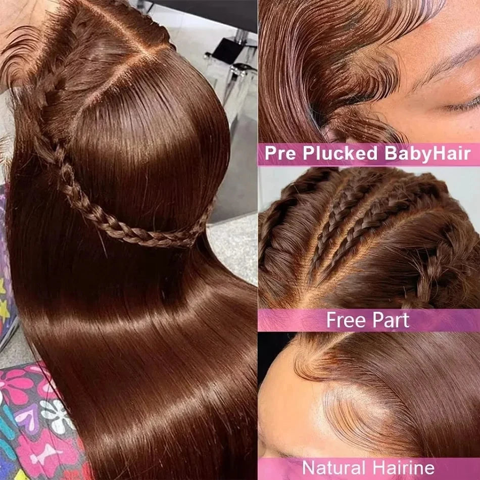 Chocolate Brown Straight HD Lace Wig – 13x4 & 13x6