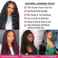 Natural Color 13x6 Full Frontal Deep Wave 360 HD Transparent Lace Long Curly 4x4 5x5 Closure Remy Human Hair Pre plucked Wigs