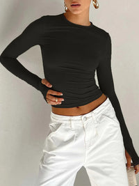 Long Sleeve Thumb-Hole Crop Top
