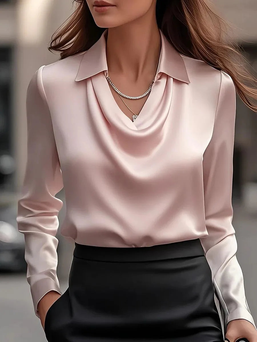 Vintage Satin Long Sleeve Silk Blouse