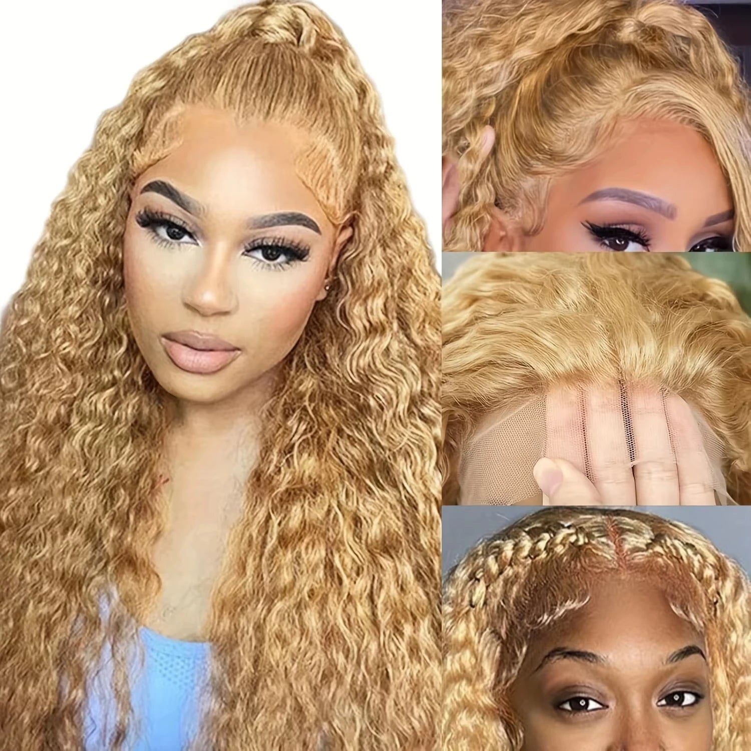 Honey Blonde #27 Deep Wave & Curly HD Lace Wig – 13x4 & 13x6 | 180% & 200% Density