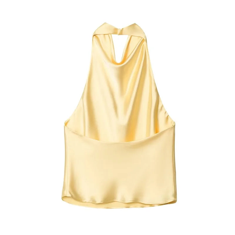 Satin Backless Halter Camisole Top