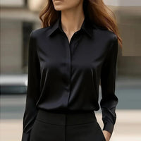 Long Sleeve Turn-Down Collar Formal Blouse