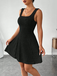 Ribbed Knit Cutout Crop Top & Flared Skirt Set