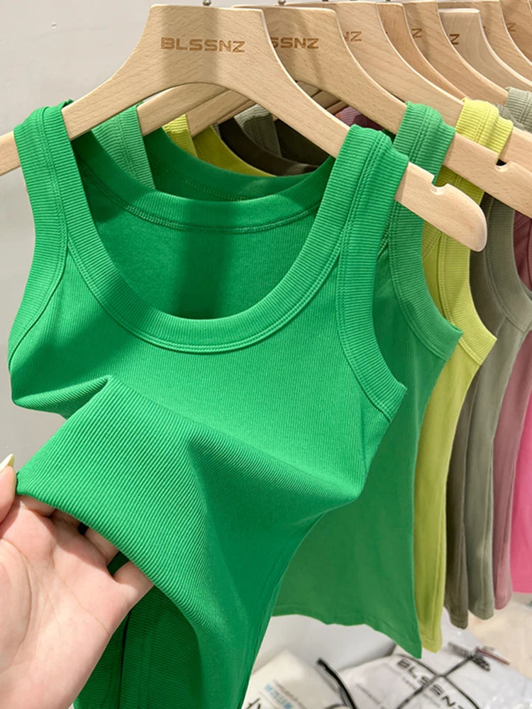 Ribbed Round Neck Tank Top