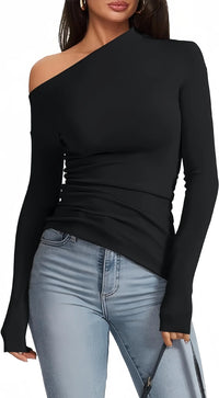 Off-Shoulder Slim Fit Long Sleeve Top